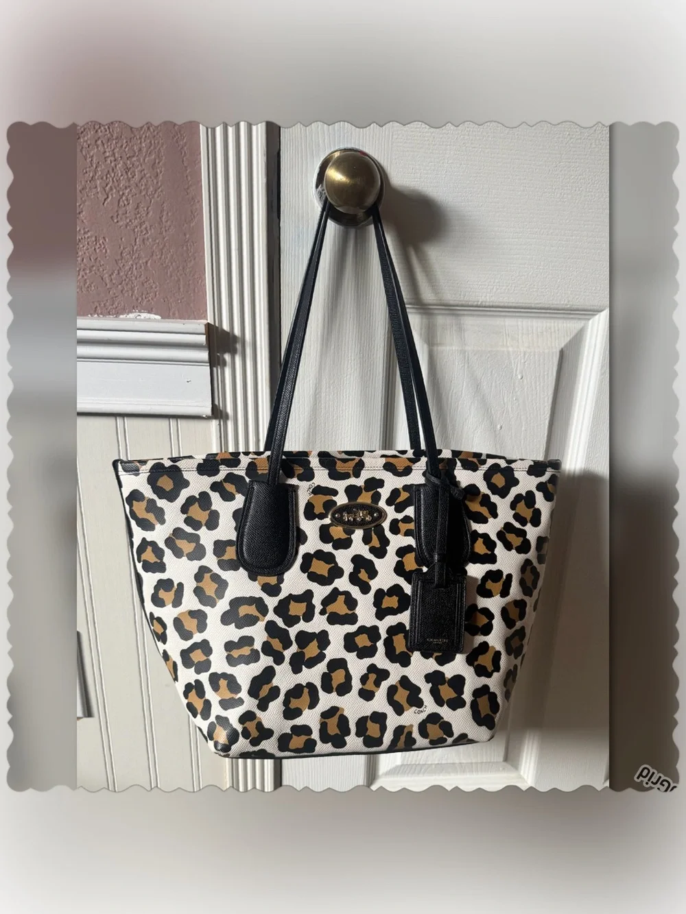Coach Taxi Zip Top Tote Ocelot Leopard Print #33969 Like new/EUC